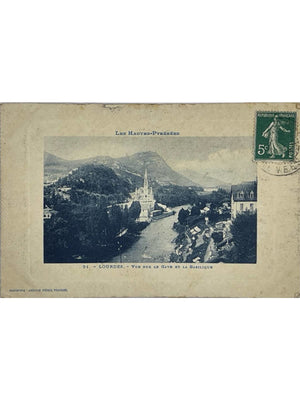 Lourdes – Vue sur le Gave et la basilique – Labouche Frères n° 21 – CPA