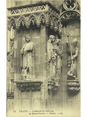 Thann – Collégiale Saint-Thiébaut, détails du grand portail – CPA n°18