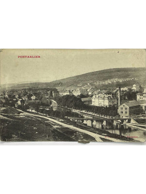 Pontarlier (Doubs) – Vue panoramique, usine et pont – CPA circulée 1915