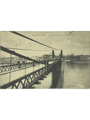 Carte postale – Toulouse – Le pont suspendu vu des quais – Édition Jeanne d'Arc n° 42