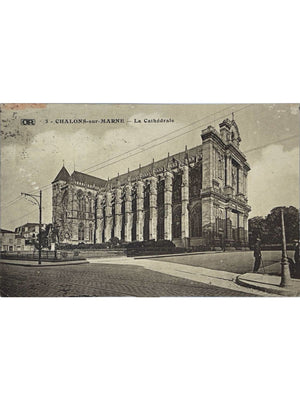 Châlons-sur-Marne – Cathédrale Saint-Étienne et tramway – CPA n° 3, 1922