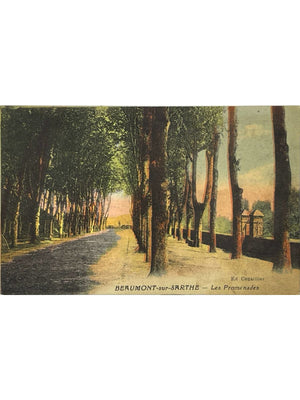 Beaumont-sur-Sarthe – Les Promenades – CPA colorisée, éd. Couaillier