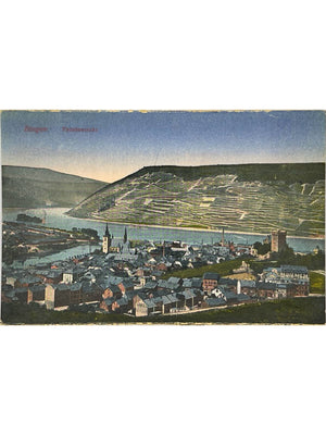 Bingen am Rhein – Vue générale, Rhin et vignobles – CPA colorisée