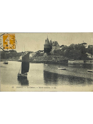Pornic – Le Château, marée montante et voiliers – CPA LL n°12