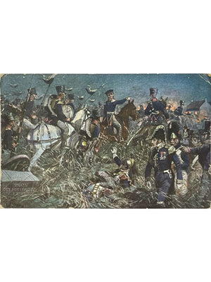 Carte postale – Bataille de Waterloo – Gneisenau poursuit Napoléon – Carte allemande n°10
