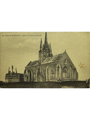 Saint-Jean-Trolimon – Église et calvaire de Tronoën – CPA Villard n°829