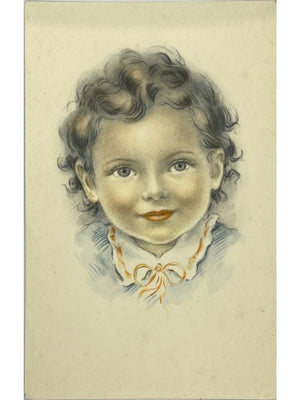 Carte postale italienne enfant illustré – Portrait en couleurs n° 600