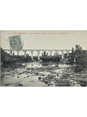 L'Isle-Jourdain (Vienne) – Rochers de la Vienne et viaduc du chemin de fer – CPA n°138