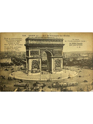 CPA Paris 8e – Arc de Triomphe de l'Étoile et tramways – n° 210