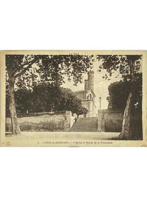 L'Isle-Jourdain (Gers) – Église et entrée de la promenade – CPA Labouche Frères