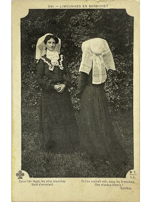 Limousin – Limousines en barbichet, costumes régionaux – CPA 1906