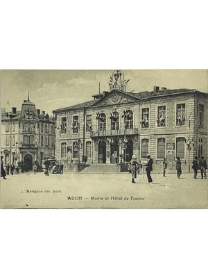 Auch – Mairie et Hôtel de France, vue animée – CPA ancienne