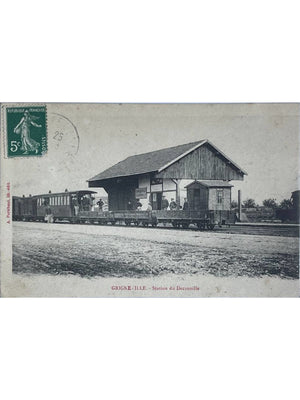 Grigneville – Station du Decauville et train à voie étroite – CPA 1908