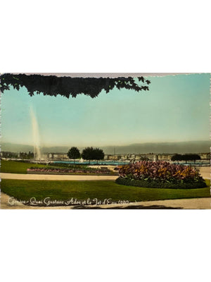 Genève – Quai Gustave-Ador et Jet d'Eau de 140 m – CPSM 1957