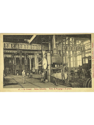 Le Creusot – Usines Schneider, halle de forgeage à la presse – CPA n°23