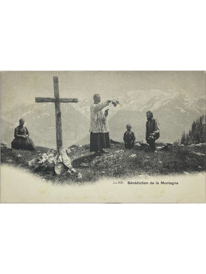 Bénédiction de la Montagne – scène religieuse alpine – Julien frères – CPA