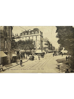 Bordeaux – Le Cours de l'Intendance animé, rails de tramway – CPA