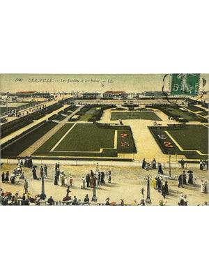 Deauville – Les Jardins et les Bains, vue animée – CPA n° 340 LL.