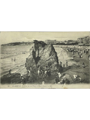 Biarritz – Plage à marée basse et baigneurs – LL n°48 – CPA