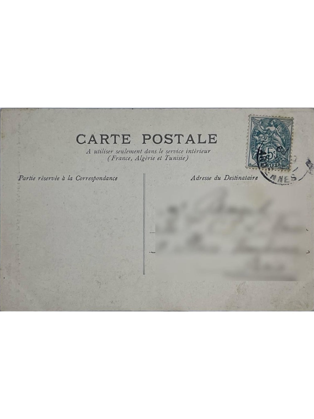 Verso de la carte postale