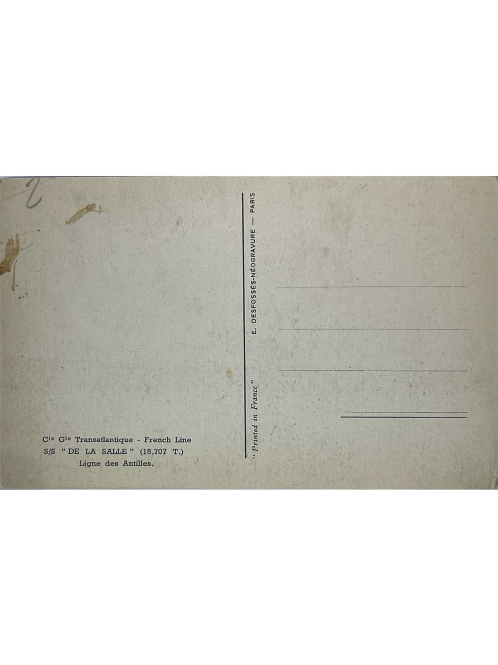 Verso de la carte postale