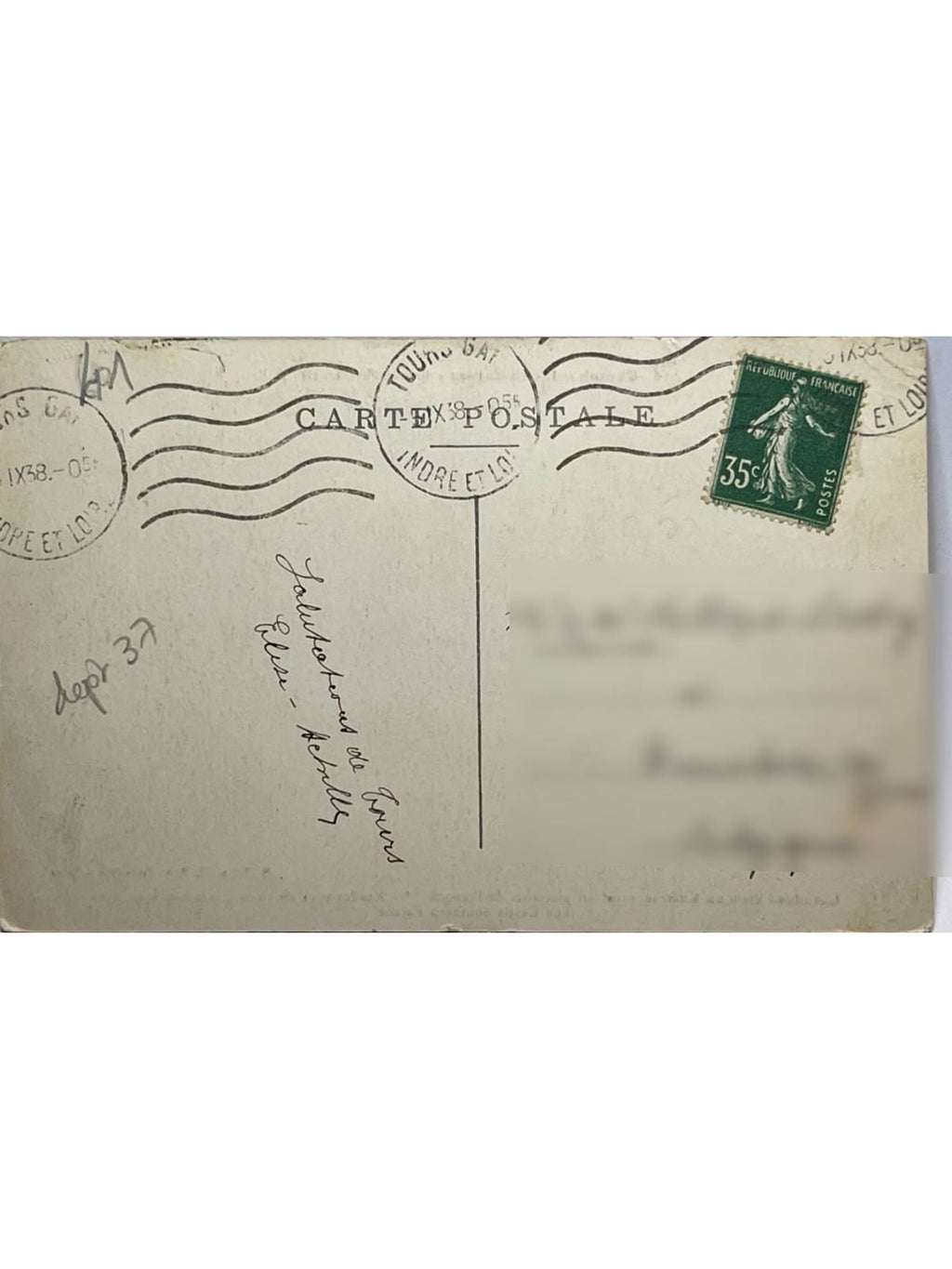 Verso de la carte postale
