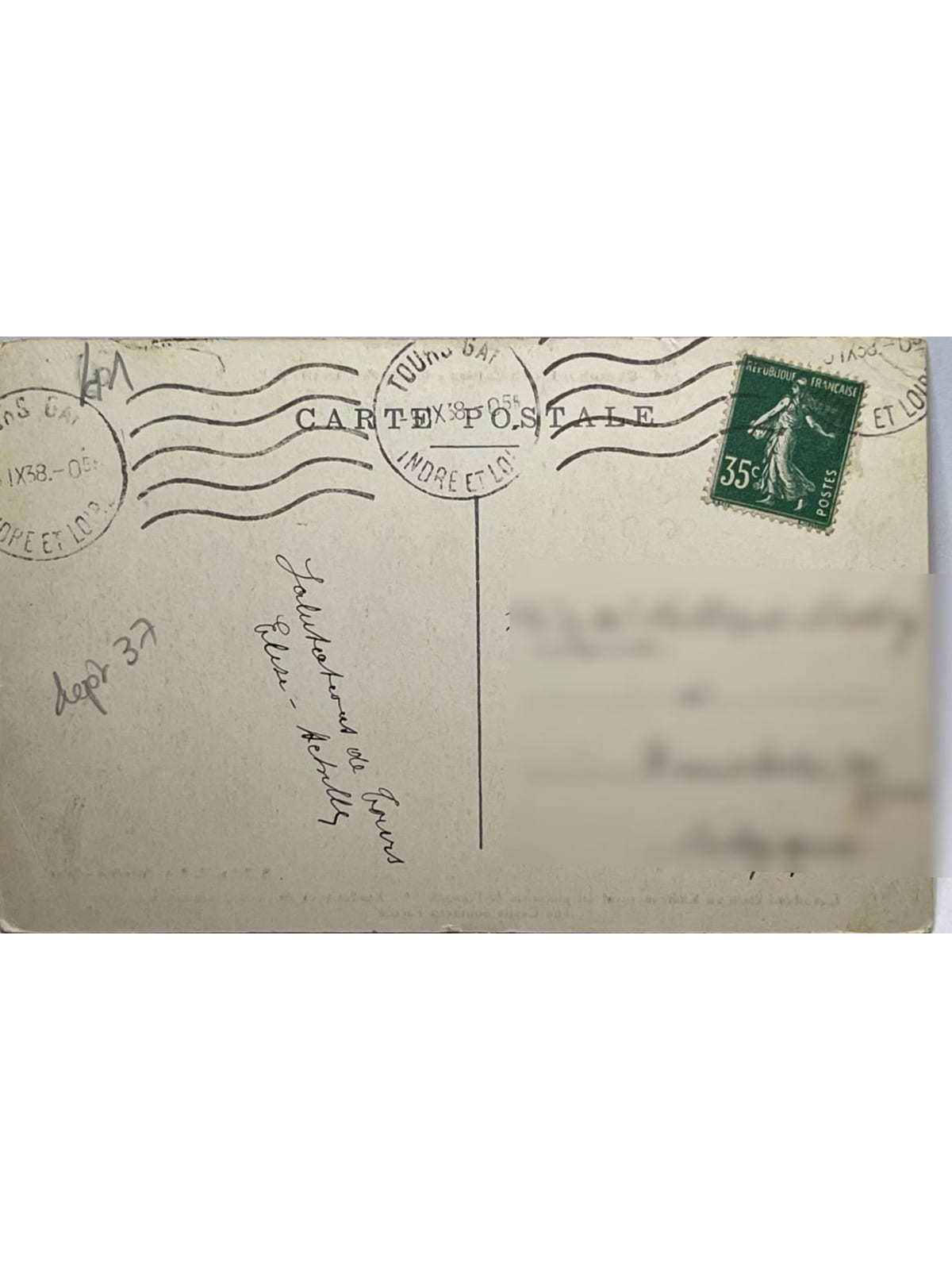 Verso de la carte postale
