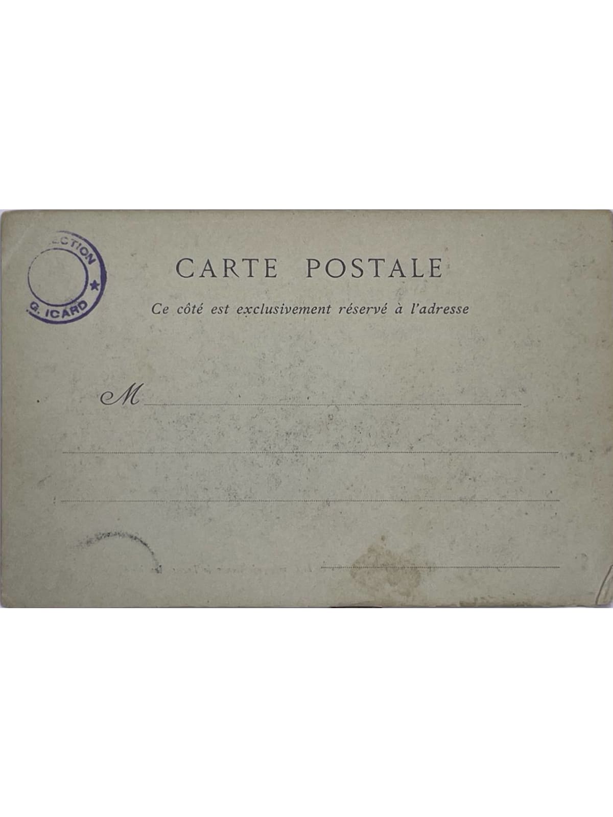 Verso de la carte postale
