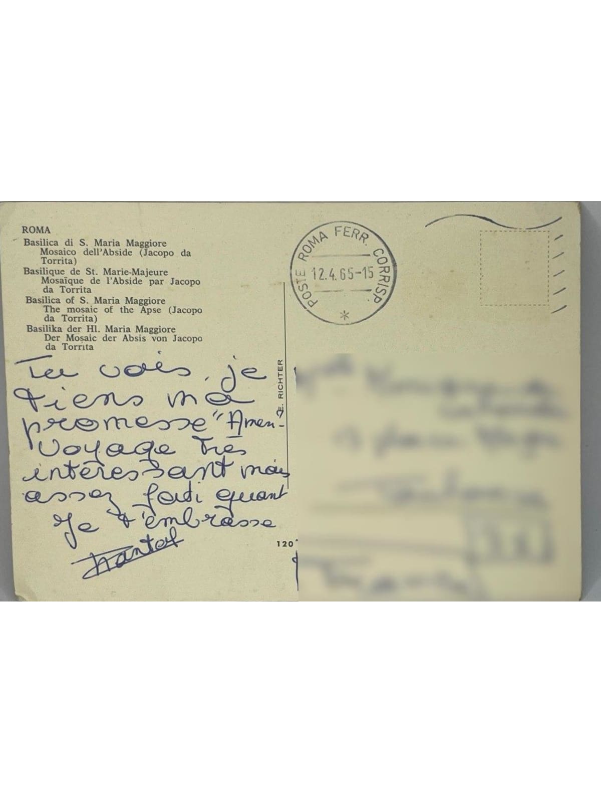 Verso de la carte postale