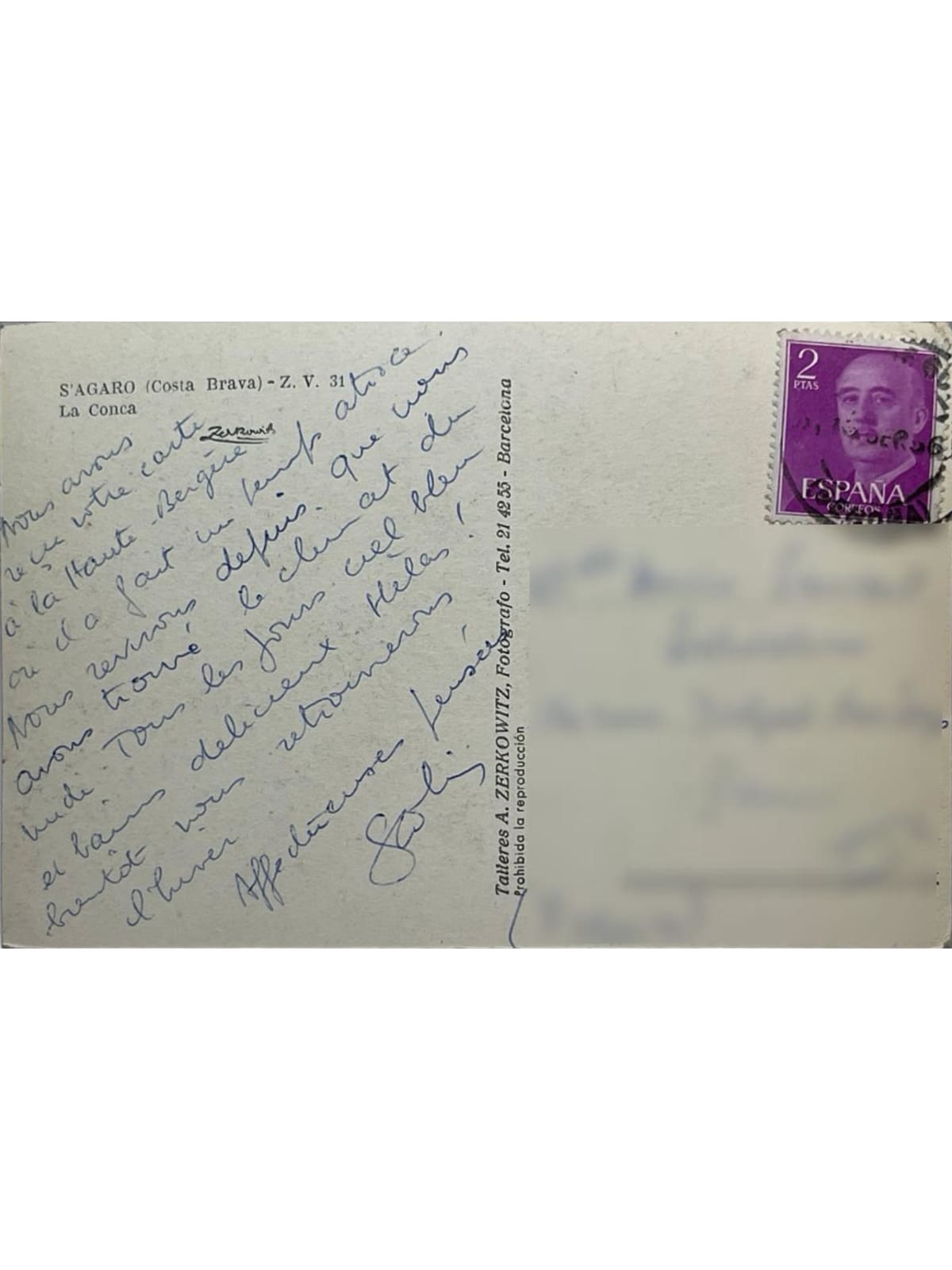 Verso de la carte postale