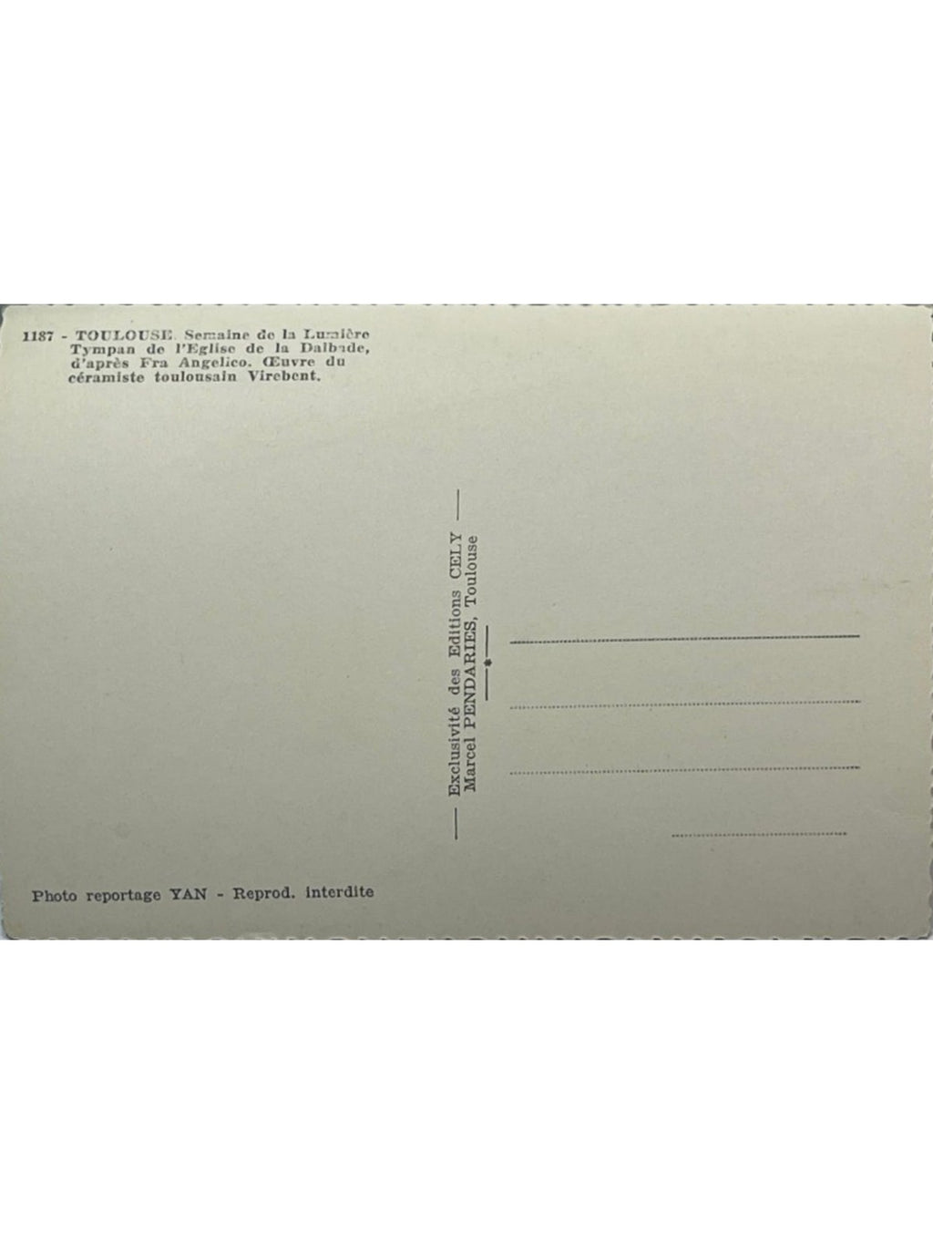 Verso de la carte postale