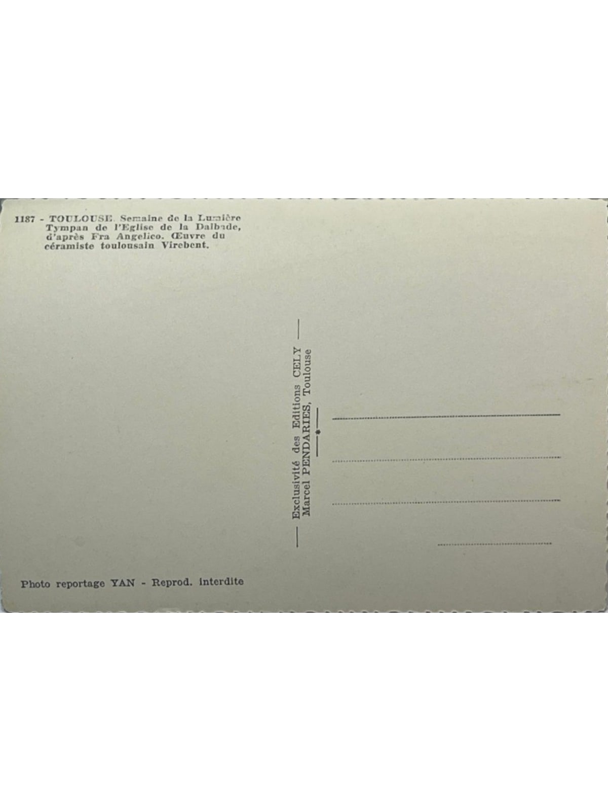 Verso de la carte postale