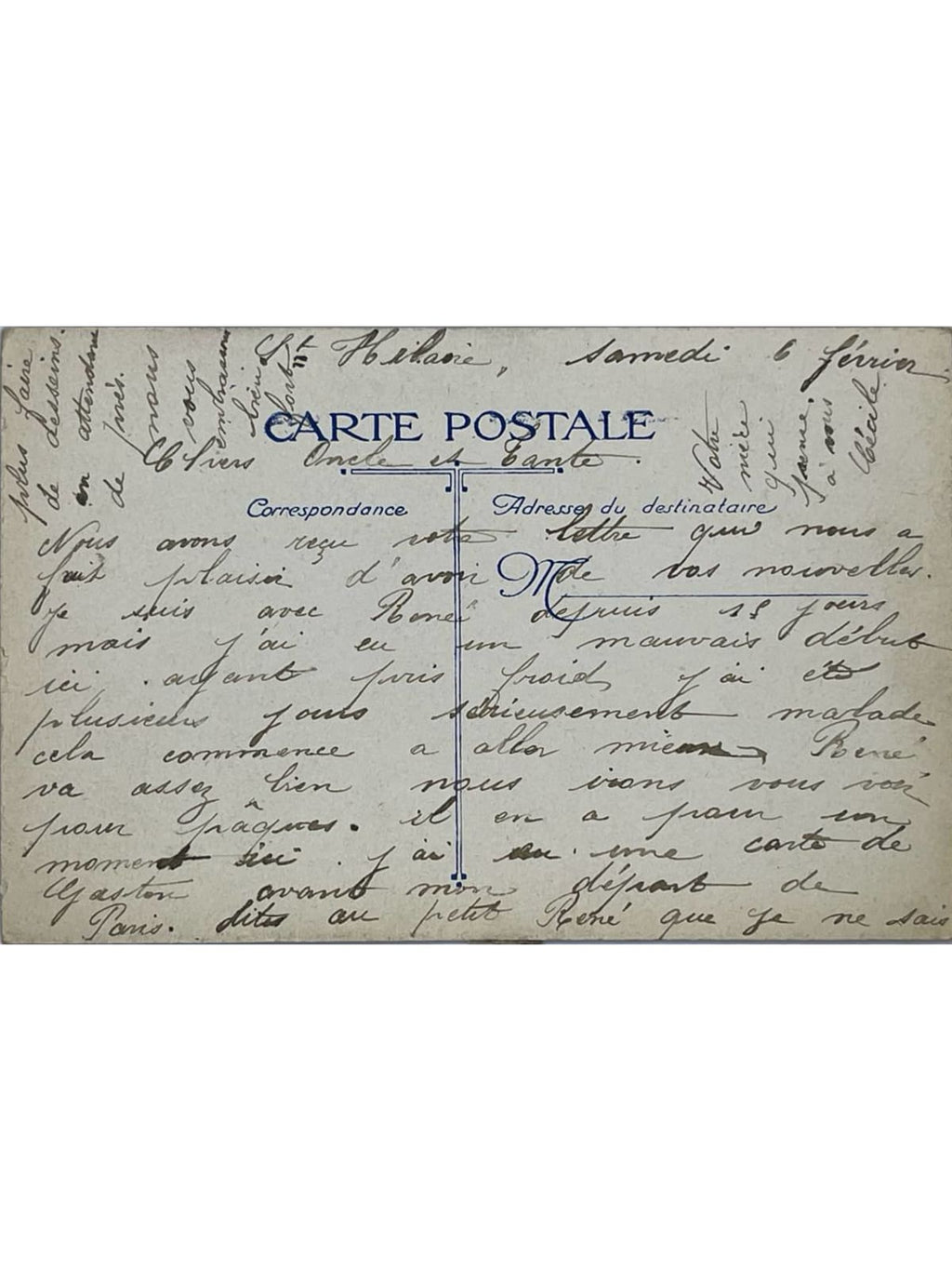 Verso de la carte postale