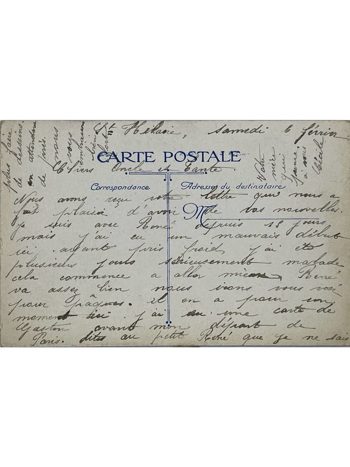 Verso de la carte postale