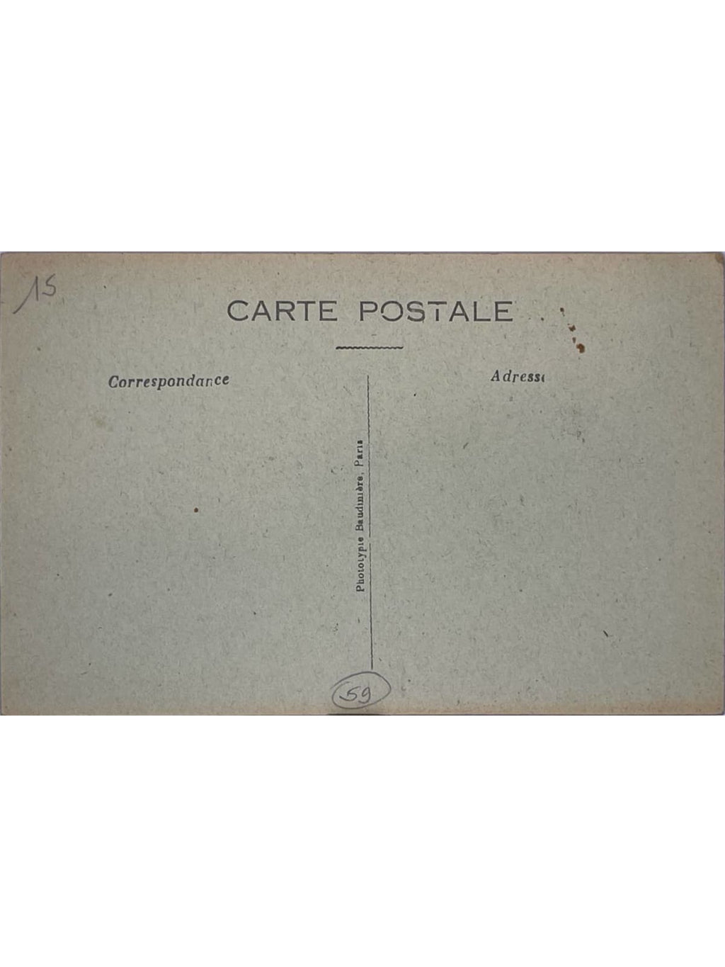 Verso de la carte postale