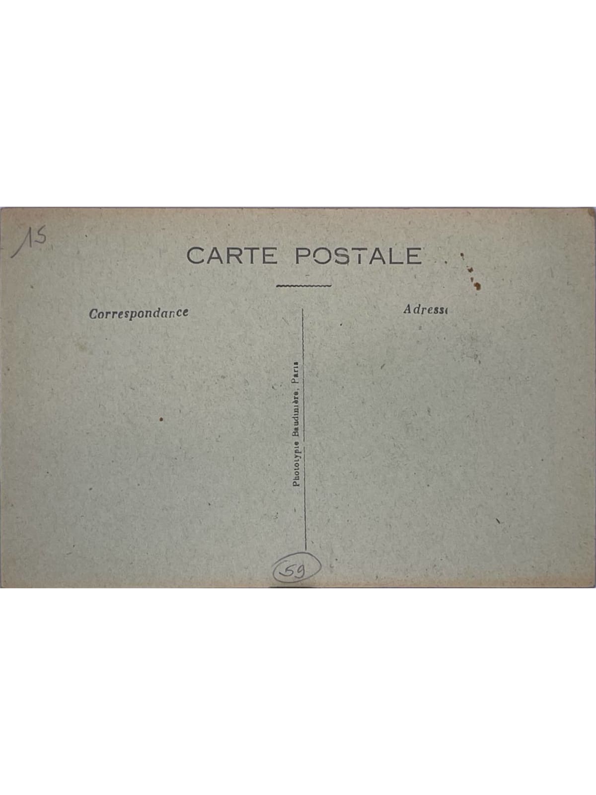 Verso de la carte postale