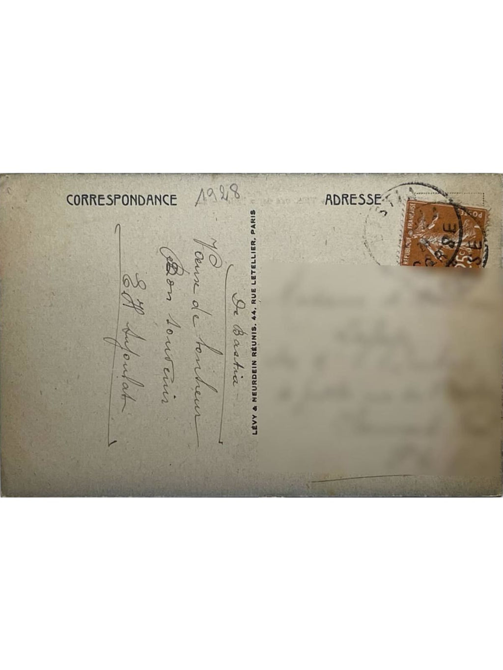 Verso de la carte postale