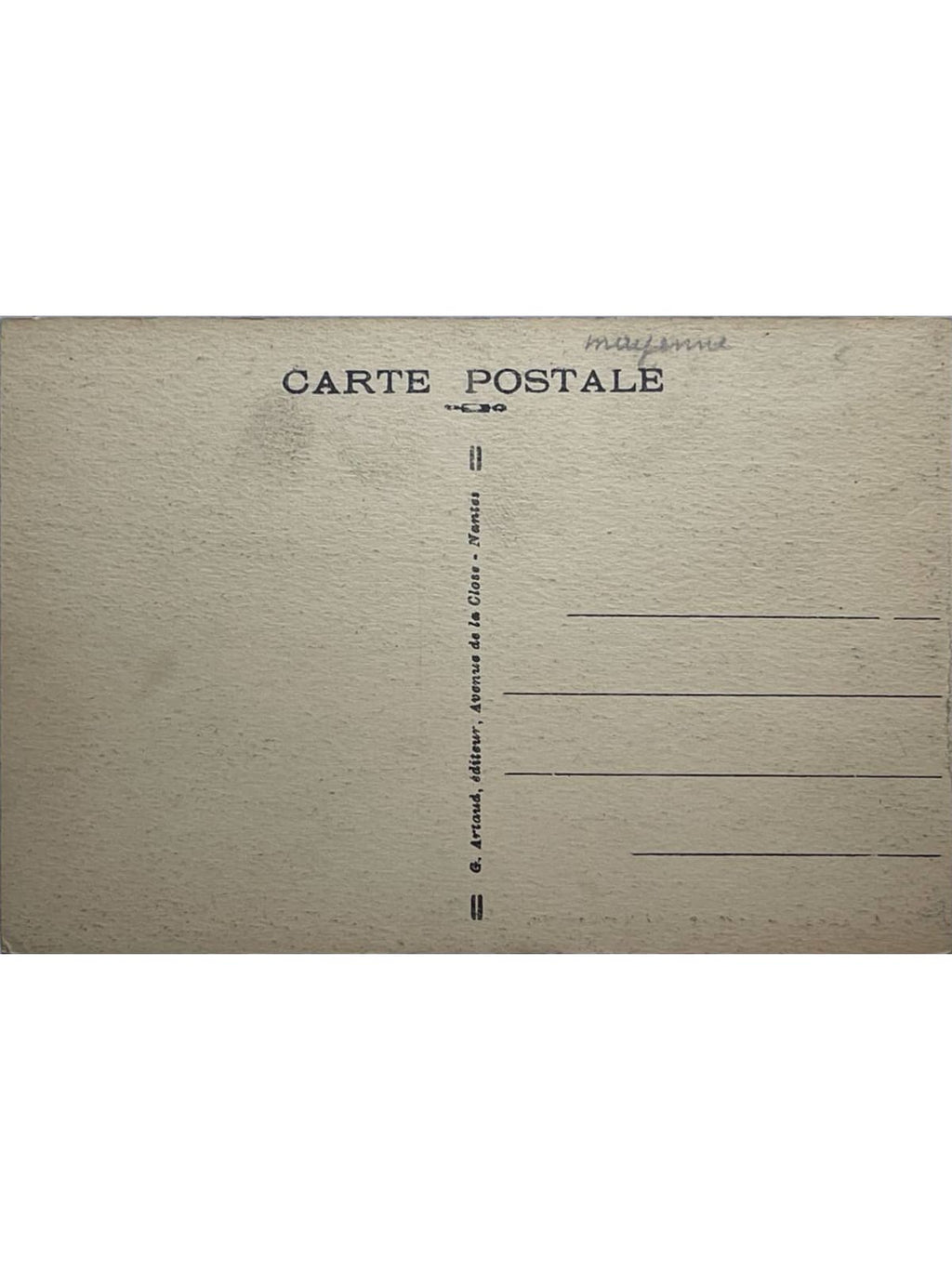 Verso de la carte postale