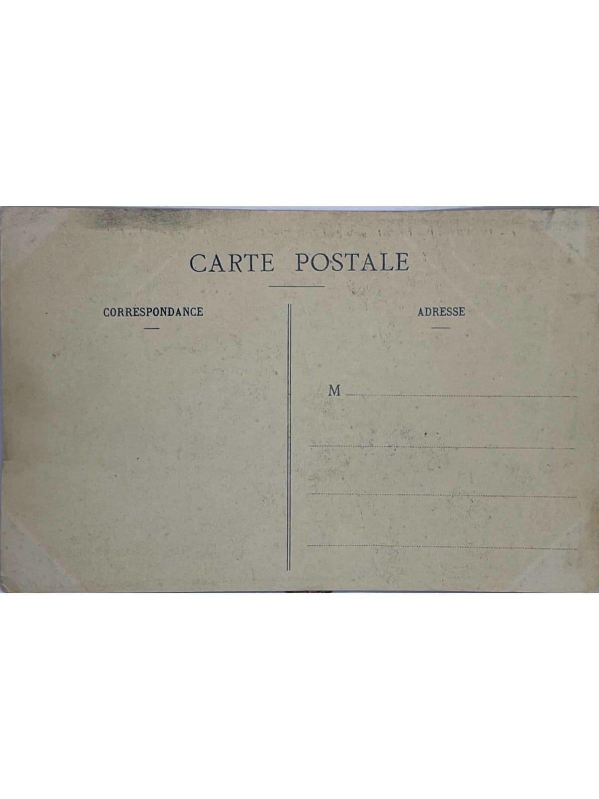 Verso de la carte postale