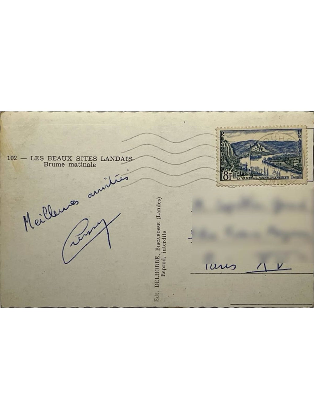 Verso de la carte postale