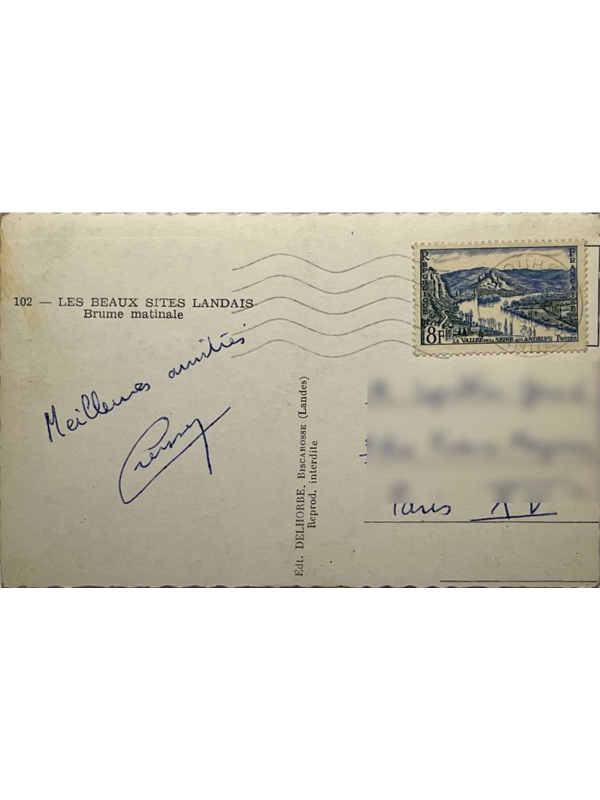 Verso de la carte postale