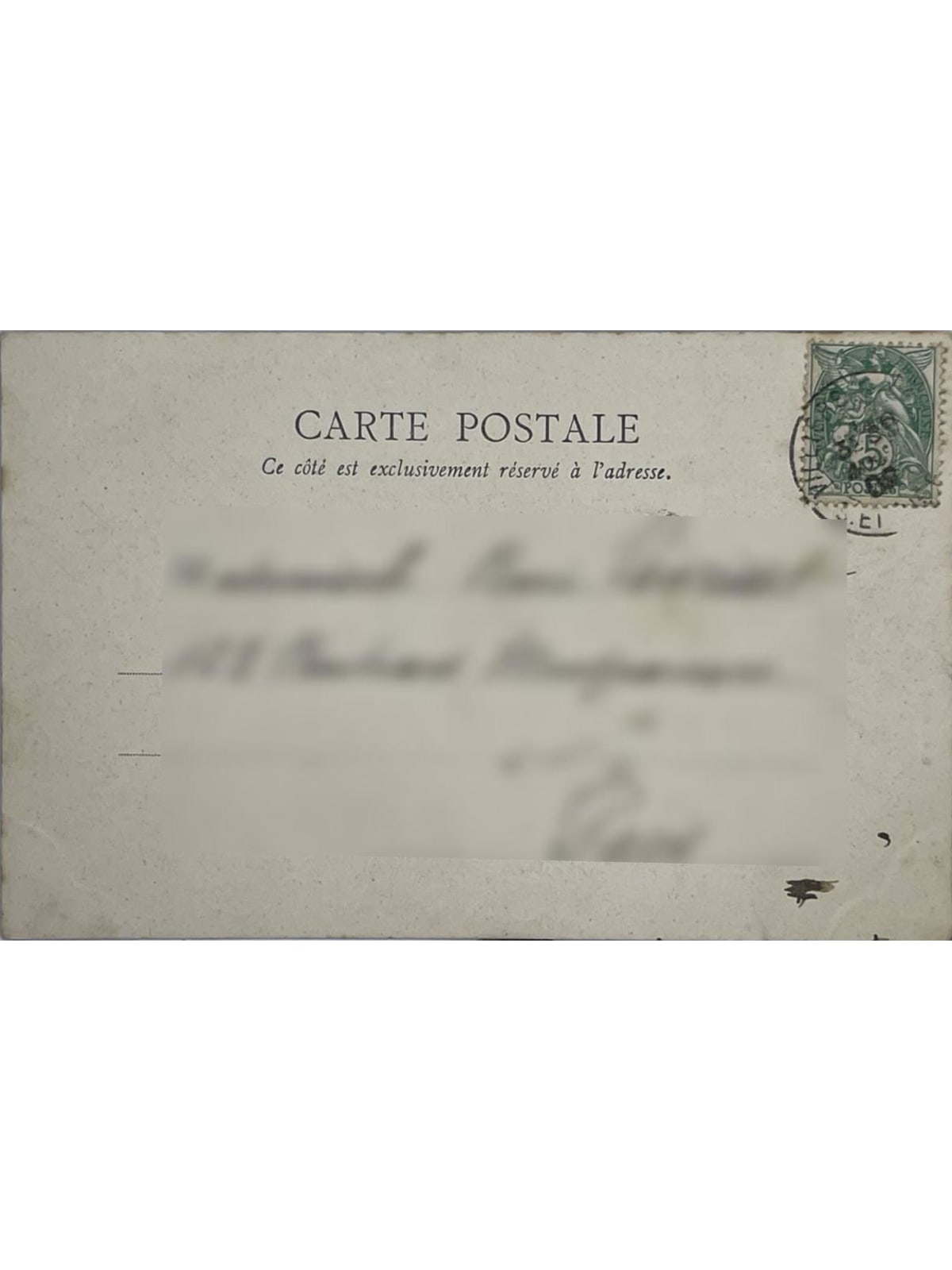 Verso de la carte postale