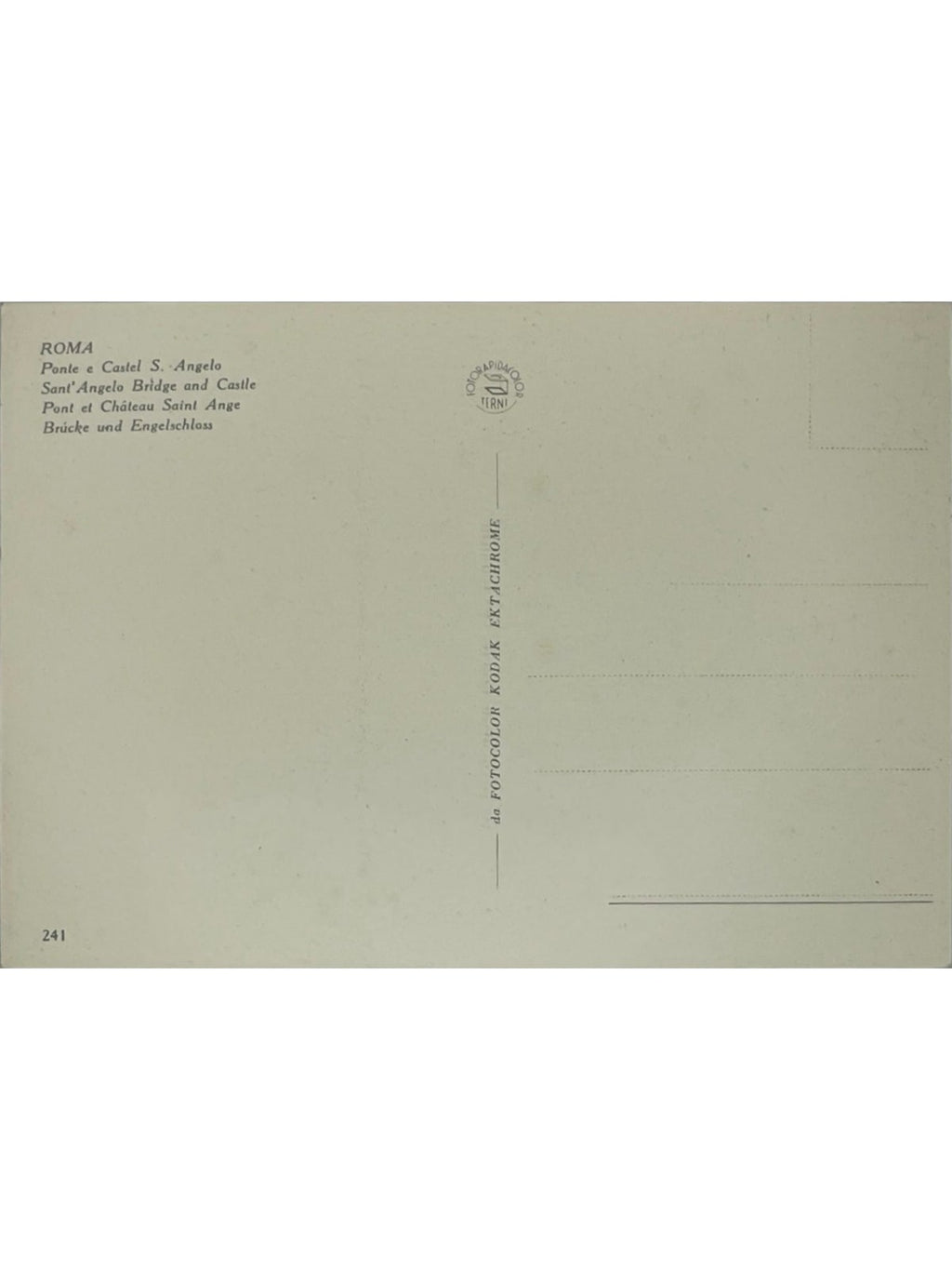 Verso de la carte postale