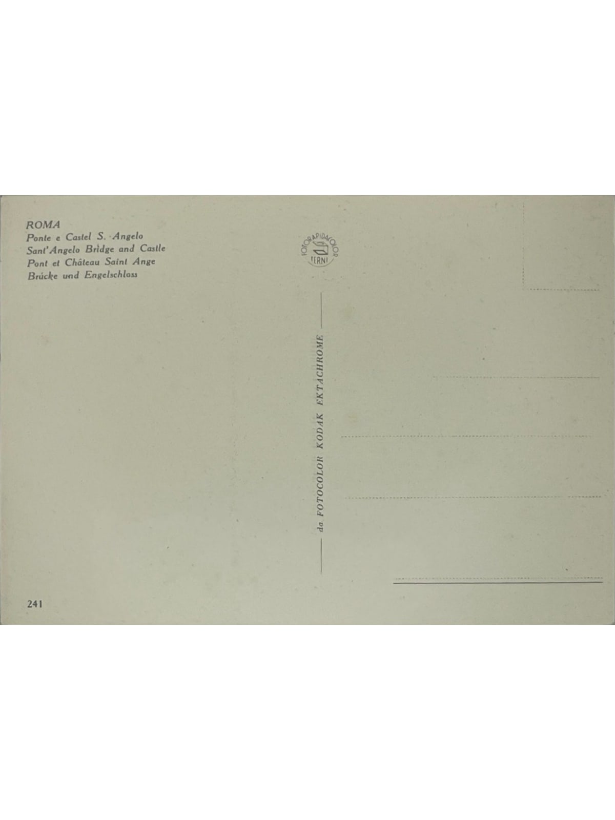 Verso de la carte postale