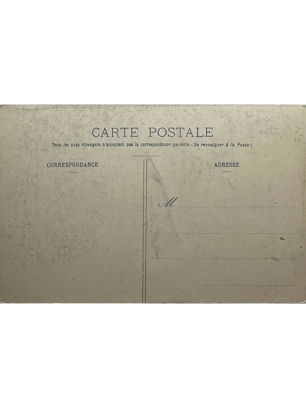 Verso de la carte postale