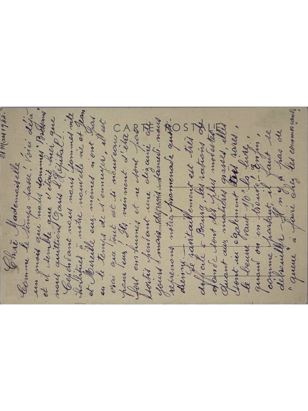 Verso de la carte postale