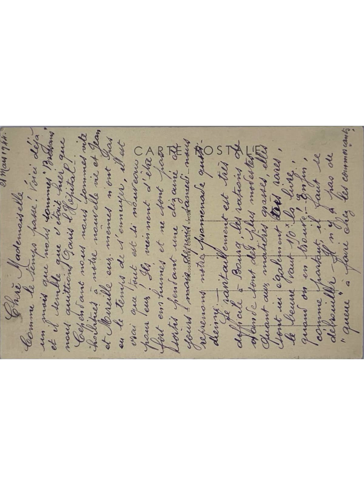 Verso de la carte postale
