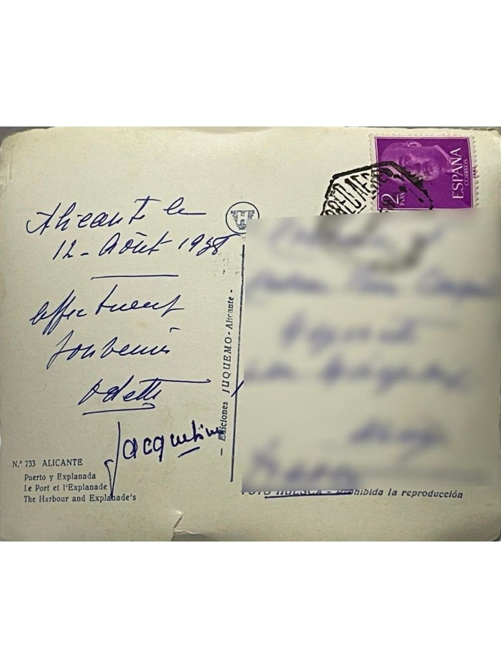 Verso de la carte postale