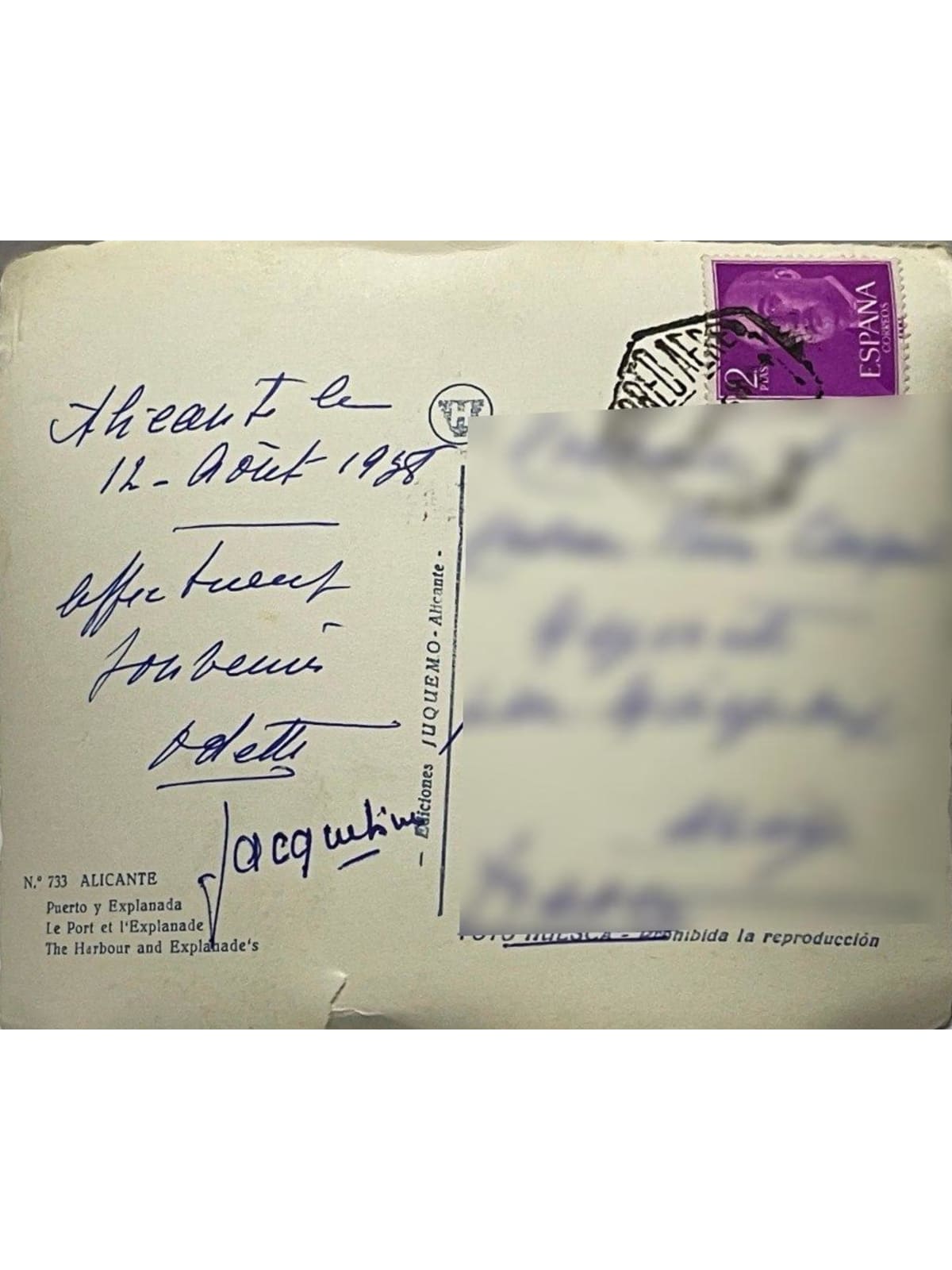 Verso de la carte postale