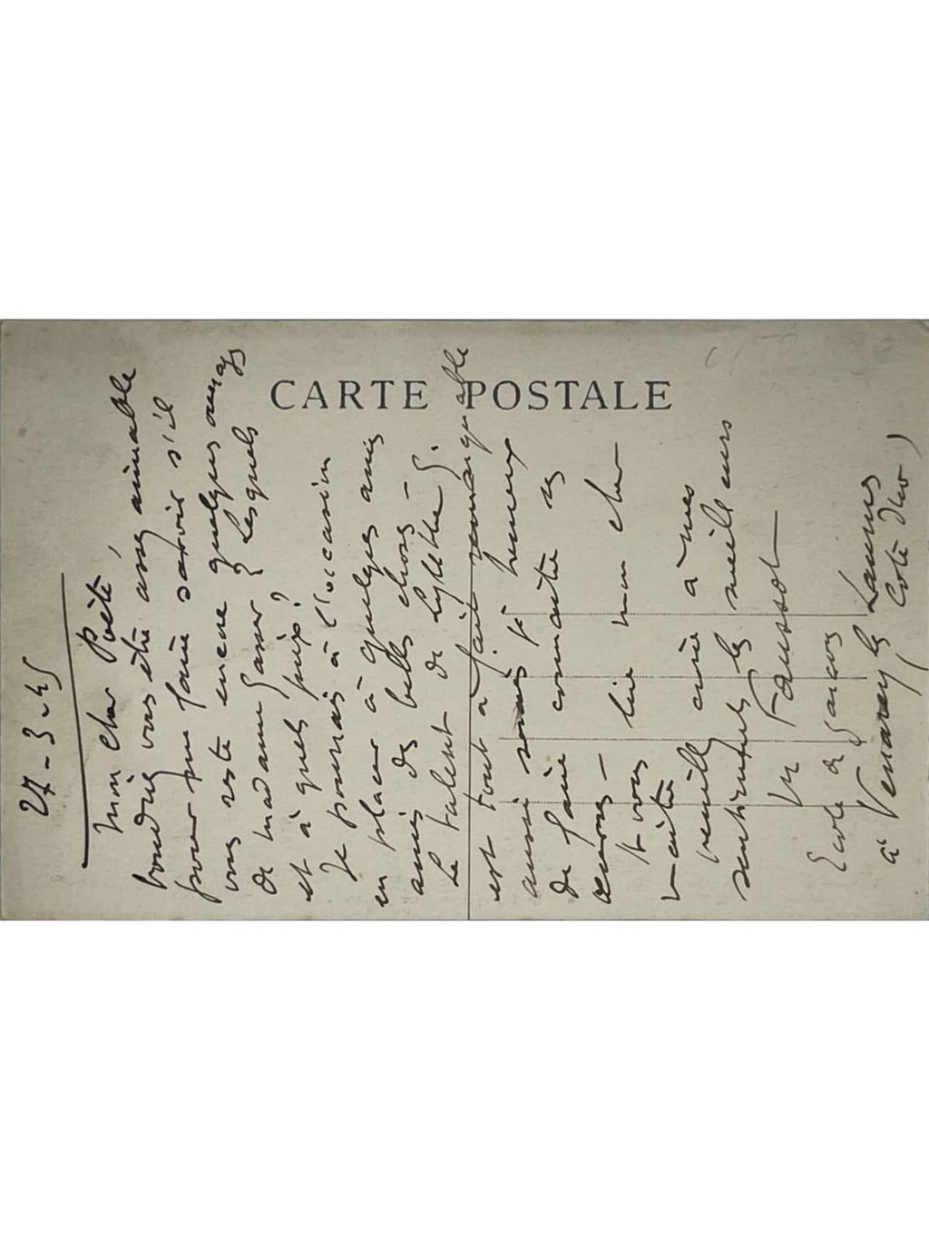 Verso de la carte postale